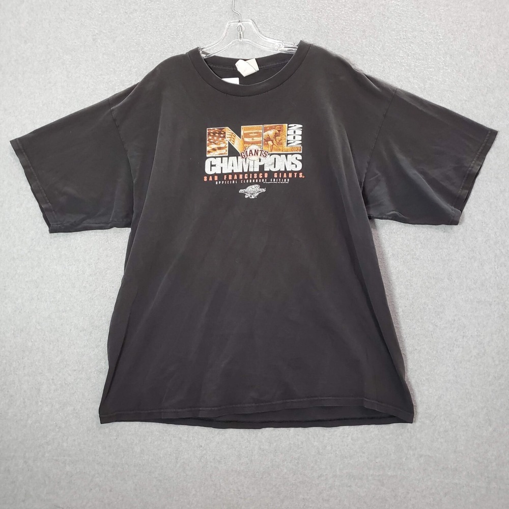 VINTAGE San Francisco Giants Men Shirt XL Black World Series Champion 2002 READ